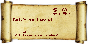 Balázs Mendel névjegykártya